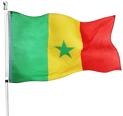 Bandera Senegal grande de 1,5 x 0,9 m, paquete de 12, bandera de Senegal de 152 cm x 91 cm, perfecta para eventos u ocasiones de Senegal