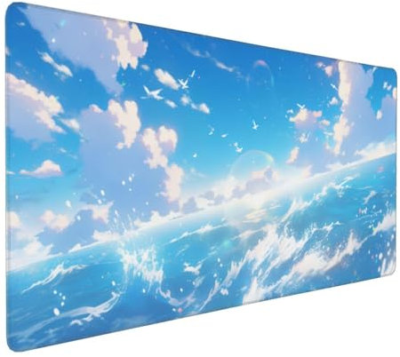 Sky White Clouds Gaming Mouse Pad, 900 x 400mm Large Mouse Mat, Office Desk Mat Mousepad, Laptop Desk Pad for Gaming Office Home