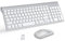 Wireless Keyboard and Mouse with Mouse Pad Ultra Slim Combo, MOOJAY 2.4G USB Quiet Compact Scissor Switch Keyboard Mice Set with Cover, 2 AA and 2 AAA Batteries, for Laptop/PC/Windows - Silver White