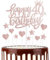 Happy 40th Birthday Cake Toppers, Rose Gold Cake Cupcake Toppers for Cake, Glitter Heart Stars Cake Toppers, Birthday Gift, Personalised Cake Toppers for Women Girls 40th Birthday Cake Decorations