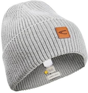 camel active Herren Beanie aus einem Baumwoll-Kaschmir-Mix Steingrau, Menswear-OS