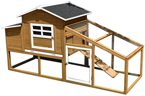 WYRMB Hühnerstall für den Außenbereich, mehrstöckiger Kaninchenstall mit großem Nistkasten, Geflügelkäfig mit abnehmbarem Tablett, Haustierstall, Garten- und Hinterhofkäfig (braun, 200 x 80 x 105 cm)