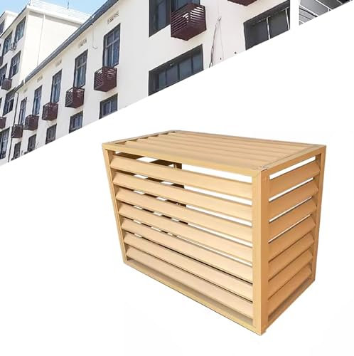 Gguwug 1.5P Cache climatiseur Couvercle aluminium De Clôture Persienne Climatisation Porte-climatiseur caisson anti bruit pompe a chaleur Couverture de Protection Antipoussière montage facile