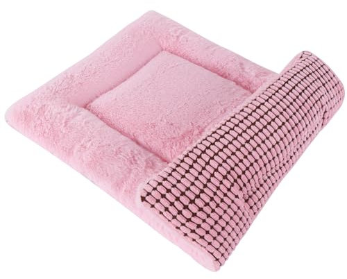 PET SPPTIES Hundebett Weiches und Warmes Matten Hundekissen Waschbarn kuschelig Umkehrbar Haustier Sofakissen PS085 (75X50 cm, Rosa)