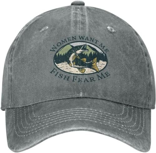 Baseballkappe Snapback Sonnenhut Custom Cotton Women Want Me Fish Fear Me Baseball Cap Männer Frauen Verstellbare Papa Mütze Geburtstagsgeschenk für Männer Frauen