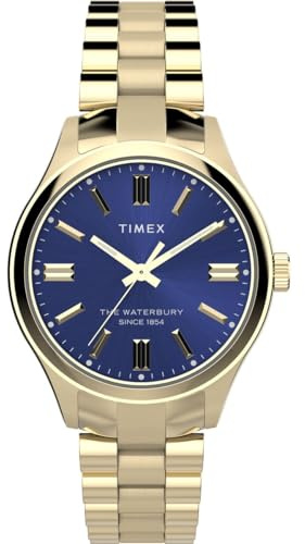 Timex Damen Analog Quarz Armbanduhr mit einem Edelstahlarmband Legacy
