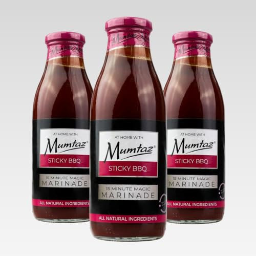 Mumtaz STICKY BBQ Marinade Sauce 500g, 15 Minute Magic Marinade, Medium Spiced, BBQ-Grill-Roast-Stir or Air fry, All Natural Ingredients, Gluten Free, Vegan Friendly (500g (Pack of 3), Sticky BBQ)