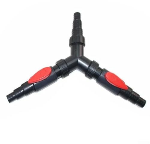 CWOQOCW Teichpumpe, 3-Wege-Y-Wasserverteiler, Ventilanschluss, Teichschlauch, verstellbarer Verteiler für Teichpumpen und Bachläufe (01F)