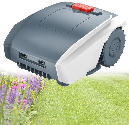 Beachtiful Automatic Robotic Lawn Mower with Free Garage, Bluetooth app and Boundary Wire, The quietest in its Class, for lawns up to 0.4 Acre, Waterproof