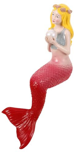HANABASS Resin Mermaid Figurine Für Garten Balkon Kreative Meerjungfrau Statue Charmante Deko Für Wohnzimmer Terrasse Robustes Design Farbenfroh Und Langlebig