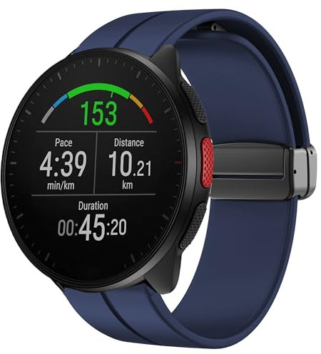 Blueshaweu 20mm 22mm Silikon Armband, Weiches Silikon Dual Magnetisch Einstellbar Armbänder Kompatibel mit Polar Unite, Ignite 2, Ignite 3, Pacer, Grit X Pro, Grit X2 Pro (20mm, blau)