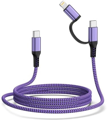 iPhone 16 15 Charger Cable, USB C to USB C and Lightning 2 in 1 Cable, 1.83M/6FT Multi USB Cable Fast Charging Cord for iPhone 14 Pro Max/14/13/12/11/8, Samsung Galaxy S24/S23/S22/A15/A14/Z Flip 5