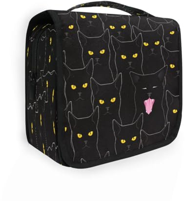 Trousse de toilette de voyage à suspendre - Motif chat mignon - Pour femmes, hommes et filles - Imperméable - Pour le maquillage et le maquillage - Trousse de toilette pour les essentiels de voyage,