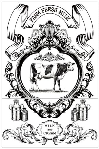 OLYCRAFT 3 Stück/Set Bauernhof Kuh Transferfolien Zum Aufreiben Für Möbel Und Kunsthandwerk 30x15cm Möbelaufkleber Mit Frischer Milch Vom Bauernhof Dekor Transferaufkleber Zum Aufreiben