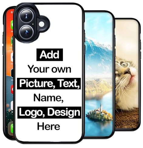 Personalised Phone Case compatible with iPhone 16 Plus, Add Your Text, Picture, Designs, Logo on Shockproof Bumper back Cover Customised Gift idea for Birthday, Wedding, Anniversary, Special Moments