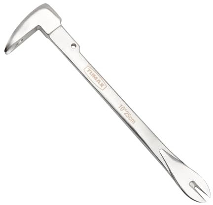 TUMAX 10'' Nail Puller Cats Paw Pry Bar, High-Carbon Steel Mini Crowbar for Home Remolding & Woodworking Prying, Scraping, Lifting, Pulling