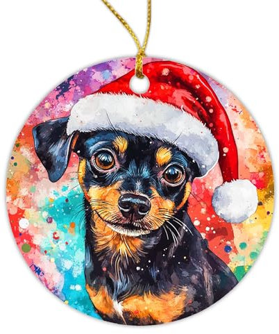 Weihnachts Anhänger, Schwarzer Russischer Terrier Mit Seil Weihnachtsdeko Anhänger, Weihnachtsdeko, Weihnachtsbaum Ornamente 7.3Cm