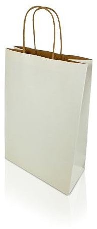 h-Green Papiertragetaschen 220x330x100 mm (25 Stück), tragbare Papiertüten mit 7kg Tragfähigkeit, recycelbare Geschenktüten aus 100% FSC® zertifiziertem Recycling-Kraftpapier, 90g/m², weiß