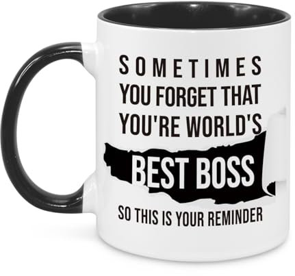 IKJHG Tasse « World's Best Boss » de 325 ml - Cadeau pour Boss - Cadeau d'anniversaire pour patron - Cadeau pour femme et homme