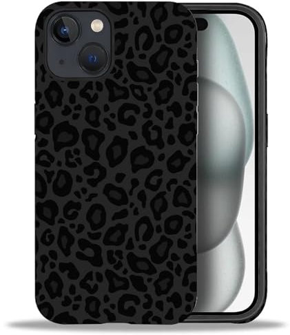 artslion 2 in 1 Cute Hülle für iPhone 15 6.1 Zoll, Stoßfest FallSchutz Handyhülle schwarzer Leopardenmuster Sturzschutz Case