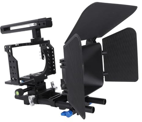Professioneller DSLR-Rig-Kamerakäfig mit Follow Focus Matte Box Kit für A6300, Kamera-Camcorder-Videokäfig-Rig-Kit aus Aluminiumlegierung, Filmherstellungssystem für A6300