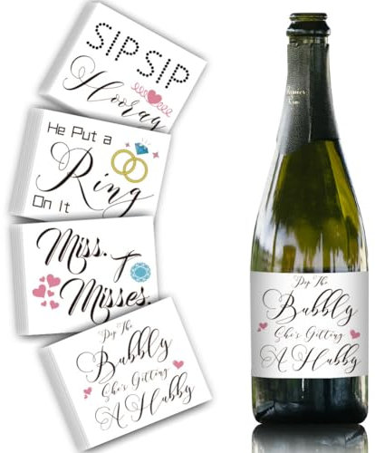 SUPERDANT 40pcs Line Art Wedding Text Wine Bottle Label Champagne Labels Wine Bottle Sticker Mini Champagne Labels for Bottles Party Label Stickers Covers for Wedding Party Gifts