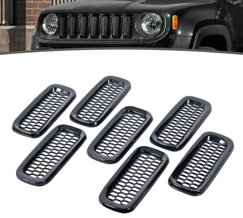 JESYMBX Inserti per griglia anteriore per Jeep Renegade 2015-2018 (confezione da 7)