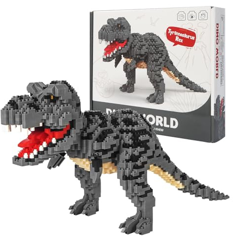 outtshop Dinosaurier Tyrannosaurus Rex Modell, STEM 3 in1 Bauspielzeug Dino Bausteine Dekor Micro Mini Blöcke Tyrannosaurus Velociraptor Bausteine Spielzeug für Kinder 1530 Stück