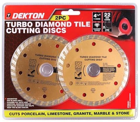 Dekton 2 Piece 115MM Diamond Turbo Disc Set | Precision Cutting for Metal, Stone, & Ceramic | Versatile Disc Sizes | Ideal for DIY Projects & Professional Use | Durable and Long-Lasting Performance