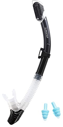 Supertrip Adults Dry Snorkel with Top Dry Valve and Comfortable Mouthpiece for Scuba Diving Freediving Snorkeling