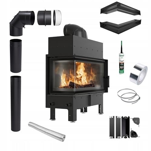 KRATKI Kamineinsatz aus Stahl FLOKI 12kW Eck links Ø200 BImSchV 2 EEK A+