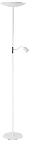 Eglo Lampadaire salon LED Conivarino, lampe de lecture sur pied, lèche-plafond avec liseuse flexible, à intensité variable, luminaire en acier blanc, blanc chaud, 170 cm