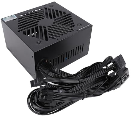 VELATEMOR ATX 600W 12 CM 4.72 Inch Power Supply, Standby Power 1W, ATX PSU Computer Power Supply, 6 Serial ATA Interface,Compatible with Vista and for 10