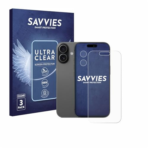 Savvies Schutzfolie für Apple iPhone 17 | (Display+Kamera) 6 Stück Transparenter Displayschutz Made in Germany Ultra-Klar Displayschutz-Folie