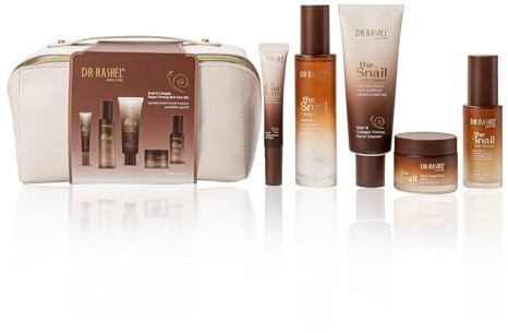 Gesichtspflege Set mit Snail Mucin & Kollagen - Gesicht Serum, Augencreme, Gesichtscreme, Gesichtsreinigung & Toner Schneckenschleim - Regenerierende Pflege, glattere Haut, Skincare, Geschenkset Damen