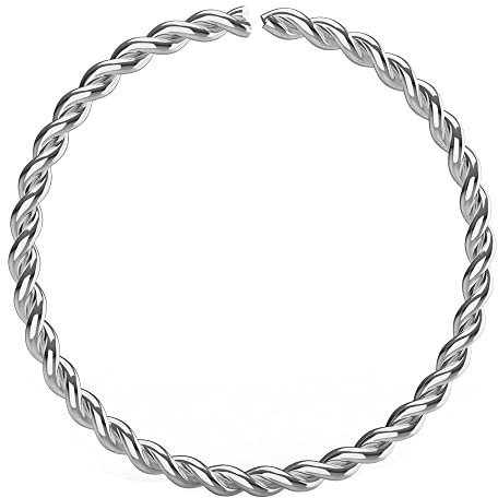 Monster Piercing Goldenes Nasenpiercing Nasenring 9K Weißgold Weiß Gold 22 Gauge - 8MM Durchmesser nahtlos offen gedrehtes Seil Nasenring Nase Piercing Frauen Männer