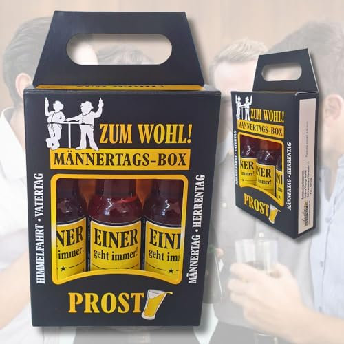 3er Box Kräuterlikör - Zum Wohl Männertagsbox - 3 x 2cl. 33% vol. Likör „Einer geht immer“| originelles Vatertagsgeschenke | Geschenk zum Männertag