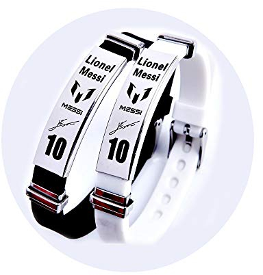 Lorh's store Fußball Lionel Messi Inspirierende Unterschrift Verstellbare Armbänder Messi Nummer 10 Sport Silikon Armband 2 Stück