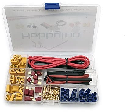 HobbyInn RC Lipo Battery Connectors Kit Deans T XT30 XT60 EC3 Male & Female Plug Adapter Connectors with Silicone Wire & Heat shrink Tube for DIY Accessories