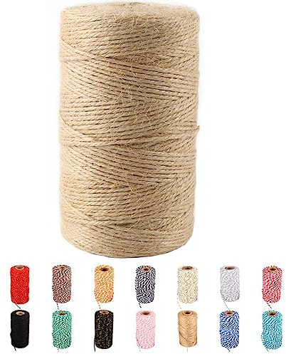 Natürliche Jute-Schnur, 90 m, braunes Juteseil zum Basteln, Geschenkverpackungen, Verpackungen, Gartenarbeit und Hochzeitsdekoration, Weihnachtsdekoration ..