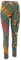 GURU SHOP Unikat Batik Damen Leggings, Stretch Hose Für Frauen, Yogahose - Olivgrün/bunt, Synthetisch