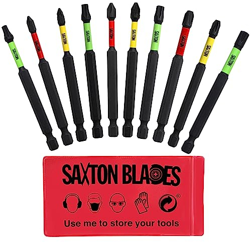 10 x Saxton 89mm PZ1 PZ2 PZ3 PH1 PH2 PH3 TX20 TX25 TX30 TX40 Magnetic Impact Screwdriver Driver Bits Set