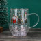 TSLBW Christmas Tree Mug, Double Wall Insulated Glass, 250ml, 7cm x 11cm, Stars & Snowflakes, Reusable, Christmas & Birthday