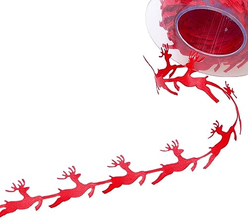 Deko und Band Bordüre Springende Hirsche in Rot - 20mm - 10m - 92120 300