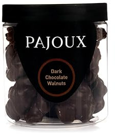 Pajoux Dark Chocolate Walnuts Hand-Dipped (Small) 130g | Dark Chocolate Covered Nuts - Dark Chocolate Coated - Walnuts - Palm Oil Free - Chocolate in a Gift Jar