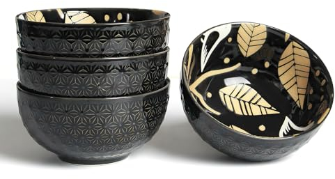 AOOSY Lot de bols en porcelaine - 350 ml - Bol à riz, soupe et salade en porcelaine et céramique pour salade, soupes, ramen, riz, dessert