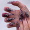 Clataly 24pcs Halloween clous français Violet Flamme Halo croix araignée 3D décoration faux ongles pour les femmes (B, 24)