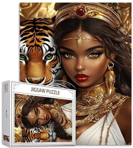 TUMOVO Puzzle mit 1000 Teilen für Erwachsene, afrikanische Königin mit Gloden, Schmuckmalerei, 1000 Teile, Puzzle-Spiel, Skandinavien, Wanddekoration, Bastelpuzzle, Kunst, ab 14 Jahren
