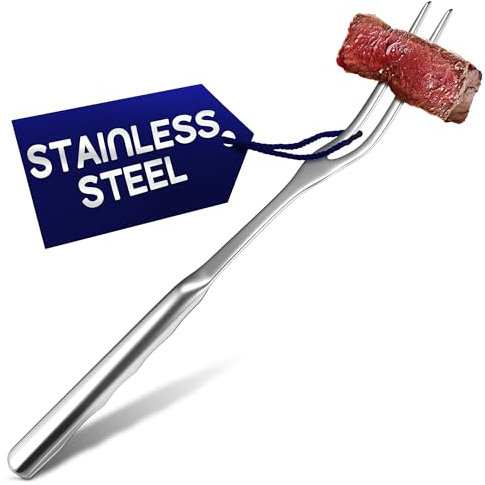 Two Pronged Stainless Steel Fork - 11 Serving Fork Large for Meat Carving Fork Heavy Duty Two Prong Fork Tines Meat Fork - Big Forks for Cooking Fork 2 Prong Meat Forks for Lifting Barbecue Fork