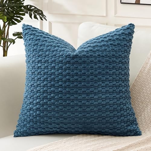 Artscope Kissenbezug Kordsamt Cord Körnig Zierkissenbezug 40x40 cm Geometrische Kissenhüllen Weiche Sofakissen Couchkissen für Sofa Schlafzimmer Wohnzimmer Büro Zuhause Dekorative 1er Set, Blau